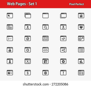 Web Pages Icons. Professional, pixel perfect icons optimized for both large and small resolutions. EPS 8 format.