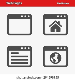 Web Pages Icons. Professional, pixel perfect icons optimized for both large and small resolutions. EPS 8 format.