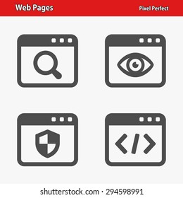 Web Pages Icons. Professional, pixel perfect icons optimized for both large and small resolutions. EPS 8 format.