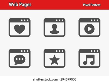 Web Pages Icons. Professional, pixel perfect icons optimized for both large and small resolutions. EPS 8 format.