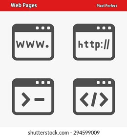 Web Pages Icons. Professional, pixel perfect icons optimized for both large and small resolutions. EPS 8 format.
