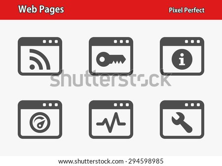 Web Pages Icons. Professional, pixel perfect icons optimized for both large and small resolutions. EPS 8 format.