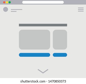 Web pages layout. Internet browser windows with website elements interface ui template vector design. Illustration of window browser, website menu homepage architecture