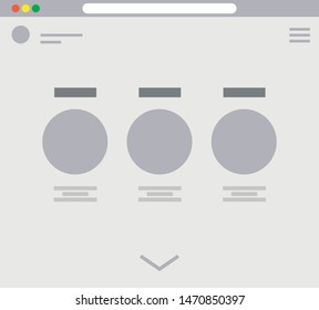 Web pages layout. Internet browser windows with website elements interface ui template vector design. Illustration of window browser, website menu homepage architecture