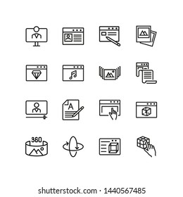 Web pages line icon set. Website, browser window, landing, monitor. Communication concept. Can be used for topics like internet, website design, application development