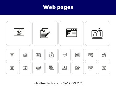 Web pages line icon set. Copywriting, webinar, landing. Internet concept. Can be used for topics like connection, website design, media content