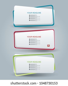 Web Panel design with color frames. Vector.