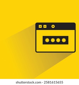web password icon with shadow on yellow background