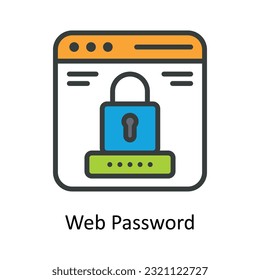 Ilustración Diseño de iconos de contorno de vectores de contraseña Web. Símbolo de ciberseguridad sobre archivo EPS 10 en fondo blanco
