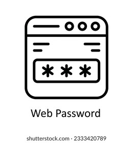 Web Password Vector  outline Icon Design illustration. Cyber security  Symbol on White background EPS 10 File