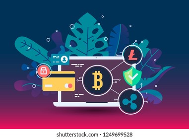 Web payment icon in flat style. The internet store, online shop, web buying and paying. Digital currency Design elements.