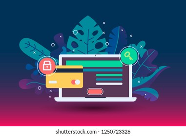 Web payment icon in flat style. The internet store, online shop, web buying and paying. Digital currency Design elements.