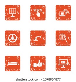 Web perfect icons set. Grunge set of 9 web perfect vector icons for web isolated on white background