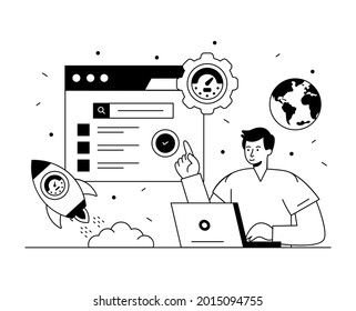 Web performance illustration, line art download