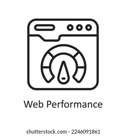 Web Performance Outline Icon Design illustration. Web Hosting And Cloud Services Symbol on White background EPS 10 File