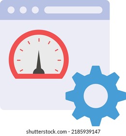 prueba de rendimiento web y monitorización diseño de iconos vectoriales, símbolo de marketing digital, signo de optimización de motores de búsqueda, ilustración de stock de SEO y SMM, métricas de velocidad de sitio web Concepto