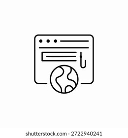 Vector de signo de ícono de ataque de phishing de Web