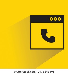 web and phone icon with shadow on yellow background