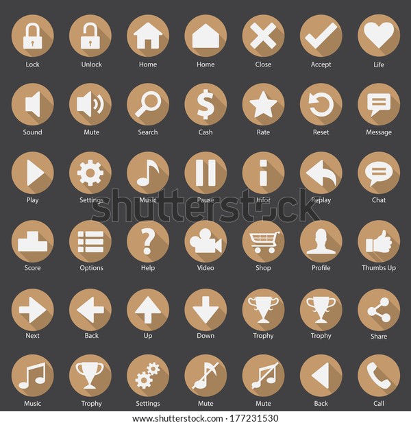 Web Phone Internet Round Beige Brown Stock Vector Royalty Free