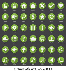 Web Phone Internet Round Green Icon Set 