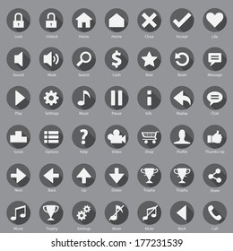 Web Phone Internet Round Grey Icon Set 
