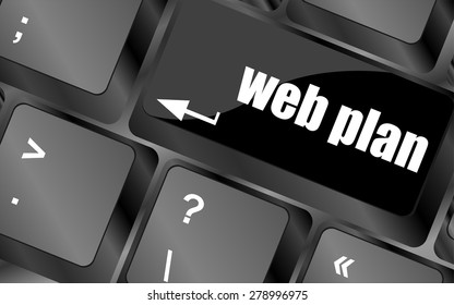 web plan concept with key on computer keyboard, business concept vector