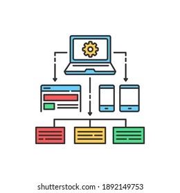 Icono de línea de color de plataforma web. Financiamiento colectivo. Iniciar sesión en la página web, aplicación. elemento de diseño de interfaz gráfica de usuario (GUI) de UI UX. Trazo editable
