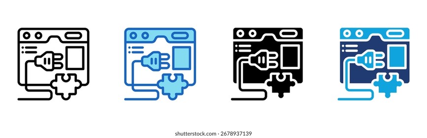 ícone Plug-in da Web Ilustração de vetor de vários estilos