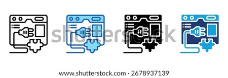 Web Plugin icon Multi Style Vector Illustration
