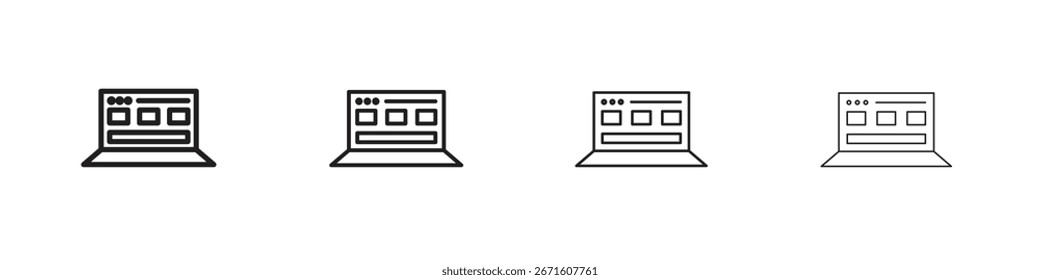 Ilustração vetorial do ícone do portal da Web, ícone do design da linha. Traçados editáveis.