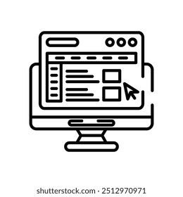 Icono de contorno de portal de Web, Ilustración vectorial