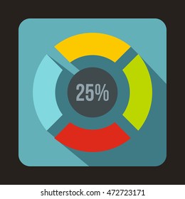 Web preloader, 25 percent icon in flat style on a baby blue background