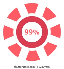 Web preloader 99 percent icon. Flat illustration of web preloader vector icon for web design