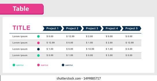 Web pricing table design for business. Vector template. Business design