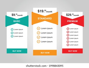 Web-Preistabelle-Design für Unternehmen .Vektorgrafik