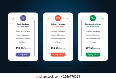 Web pricing table design for business, Pricing table design, Table price comparison, Vector illustration