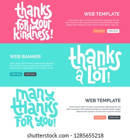 Web or print banners design template with hand drawn vector lettering. Funny quote about appreciation, gratitude, gratefulness. Discount, gift card horizontal layout for shop, business, social media. 
