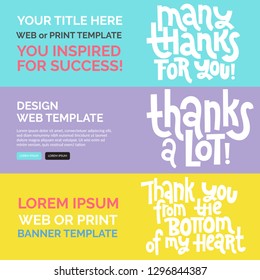 Web or print banners design template with hand drawn vector lettering. Funny quote about appreciation, gratitude, gratefulness. Discount, gift card horizontal layout for shop, business, social media. 