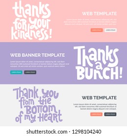Web or print banners design template with hand drawn vector lettering. Funny quote about appreciation, gratitude, gratefulness. Discount, gift card horizontal layout for shop, business, social media. 