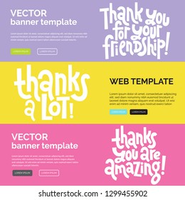 Web or print banners design template with hand drawn vector lettering. Funny quote about appreciation, gratitude, gratefulness. Discount, gift card horizontal layout for shop, business, social media. 