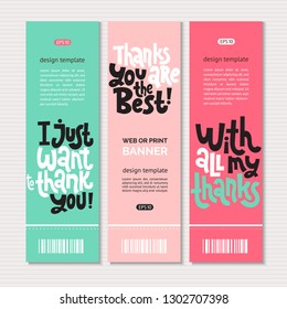 Web or print banners design template with hand drawn vector lettering. Funny quote about appreciation, gratitude, gratefulness. Discount, gift card vertical layout for shop, business, social media. 