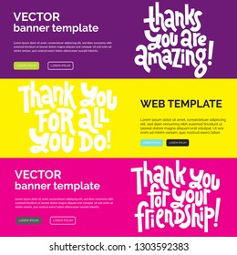 Web or print banners design template with hand drawn vector lettering. Funny quote about appreciation, gratitude, gratefulness. Discount, gift card horizontal layout for shop, business, social media. 