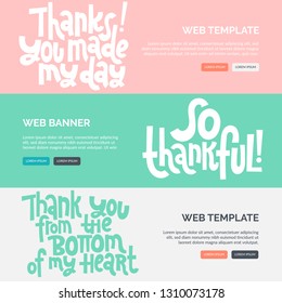 Web or print banners design template with hand drawn vector lettering. Funny quote about appreciation, gratitude, gratefulness. Discount, gift card horizontal layout for shop, business, social media. 