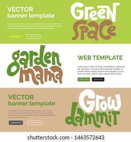 Web or print banners design template with hand drawn vector lettering. Funny quote about growing plants. Discount, gift card horizontal layout for flower shop, business, social media.