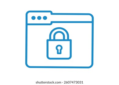 Web Privacy Lock Icon Vector, cybersecurity padlock icon, secure server lock symbol, padlock on web icon, secure website vector icon