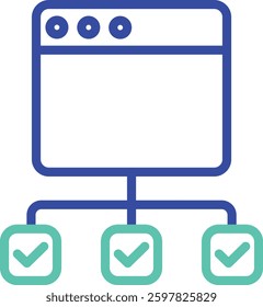 web Process outline dual color vector illustration icon design