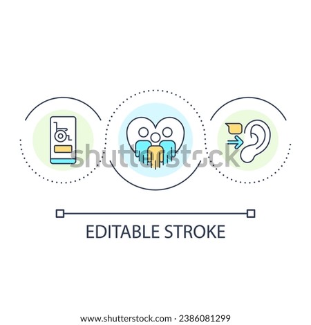 Web products for users with disabilities loop concept icon. Removing obstacles. UX design principle abstract idea thin line illustration. Isolated outline drawing. Editable stroke. Arial font used