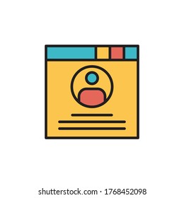 web profile icon filled outline vector illustration full color design. isolated on white background
