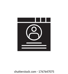 web profile icon glyph vector illustration black style. isolated on white background
