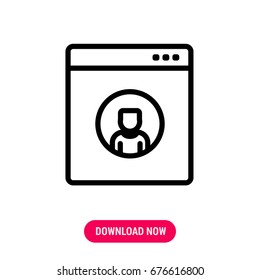 Web profile vector icon, The outlined symbol of profile on the web browser. Simple, modern flat vector illustration for mobile app, website or desktop app  